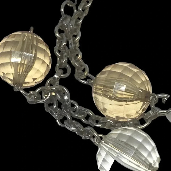 Vintage Faceted Clear Bead Lucite Station Necklace - Picture 3 of 5